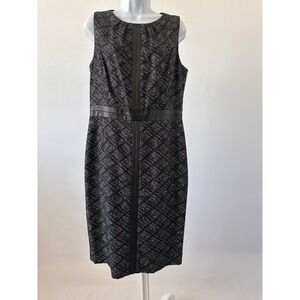 CLASSIQUES ENTIER Black White Wool Blend Sheath Leather Accents, Sz: 12 (b58)